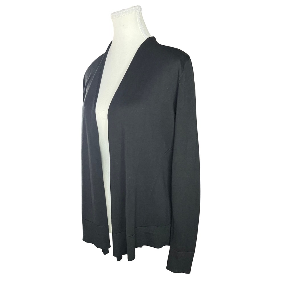 Coldwater Creek Black Knit Cardigan Sweater Open Front Duster Size S Silk Blend